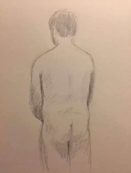 Modele H cherche � poser nu